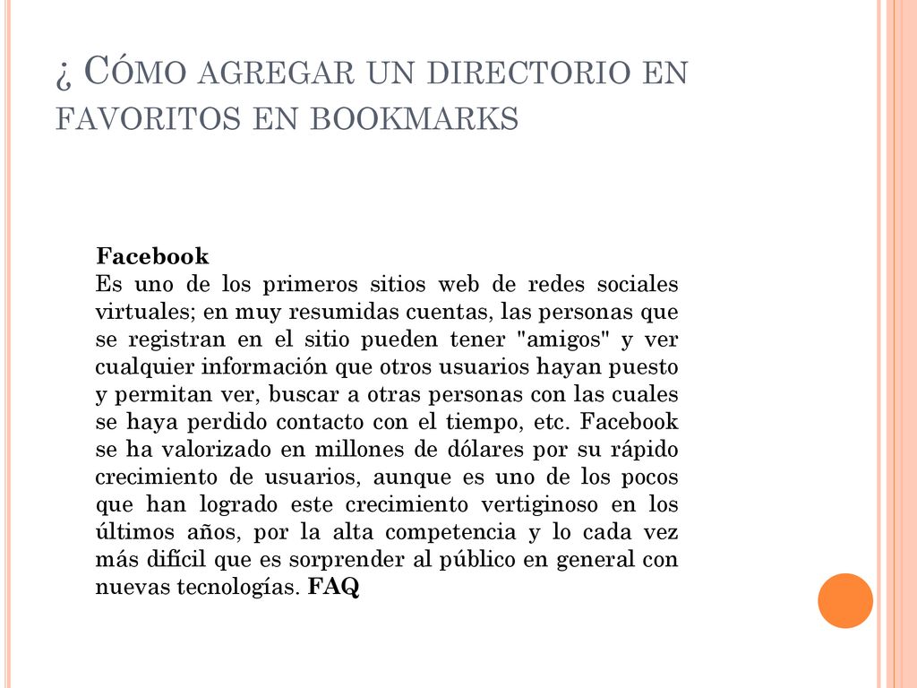 ¿ Cómo agregar un directorio en favoritos en bookmarks