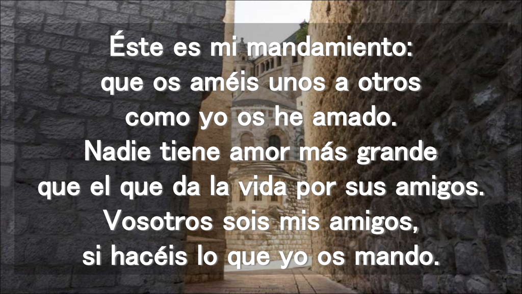 Éste es mi mandamiento: que os améis unos a otros como yo os he amado