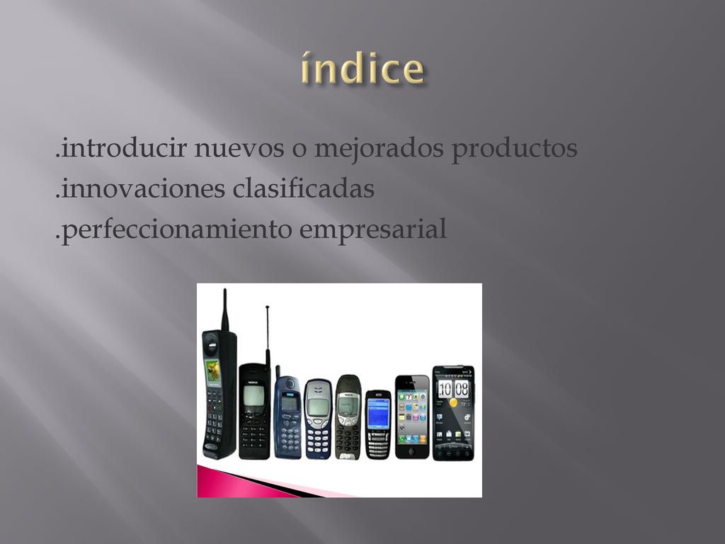 índice .introducir nuevos o mejorados productos .innovaciones clasificadas .perfeccionamiento empresarial