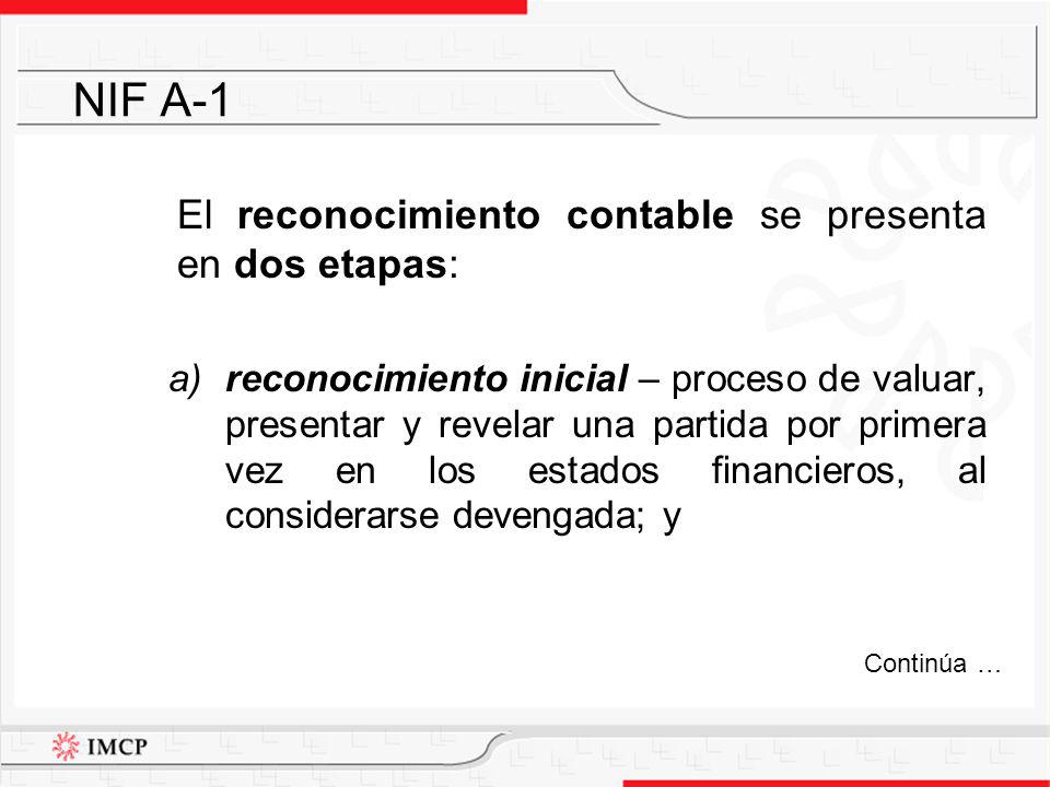 NIF A-1 El reconocimiento contable se presenta en dos etapas: