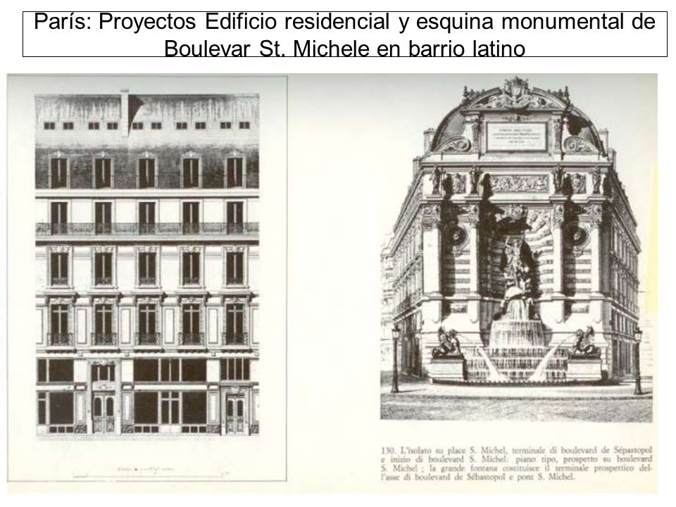 París: Proyectos Edificio residencial y esquina monumental de Boulevar St. Michele en barrio latino