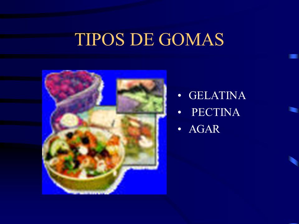 TIPOS DE GOMAS GELATINA PECTINA AGAR
