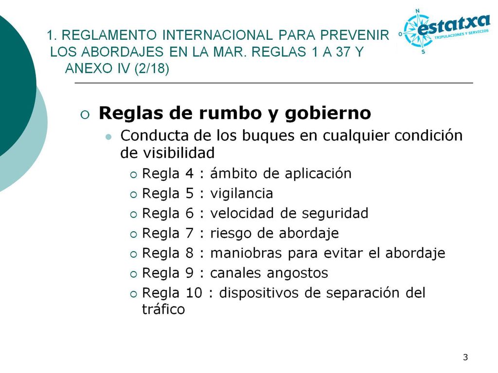 1. REGLAMENTO INTERNACIONAL PARA PREVENIR LOS ABORDAJES EN LA MAR