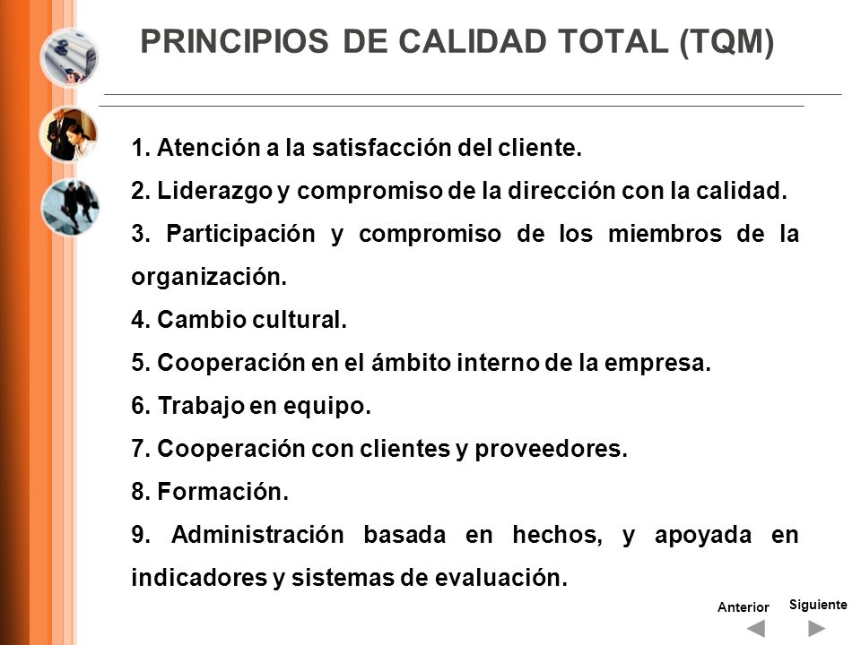 PRINCIPIOS DE CALIDAD TOTAL (TQM)