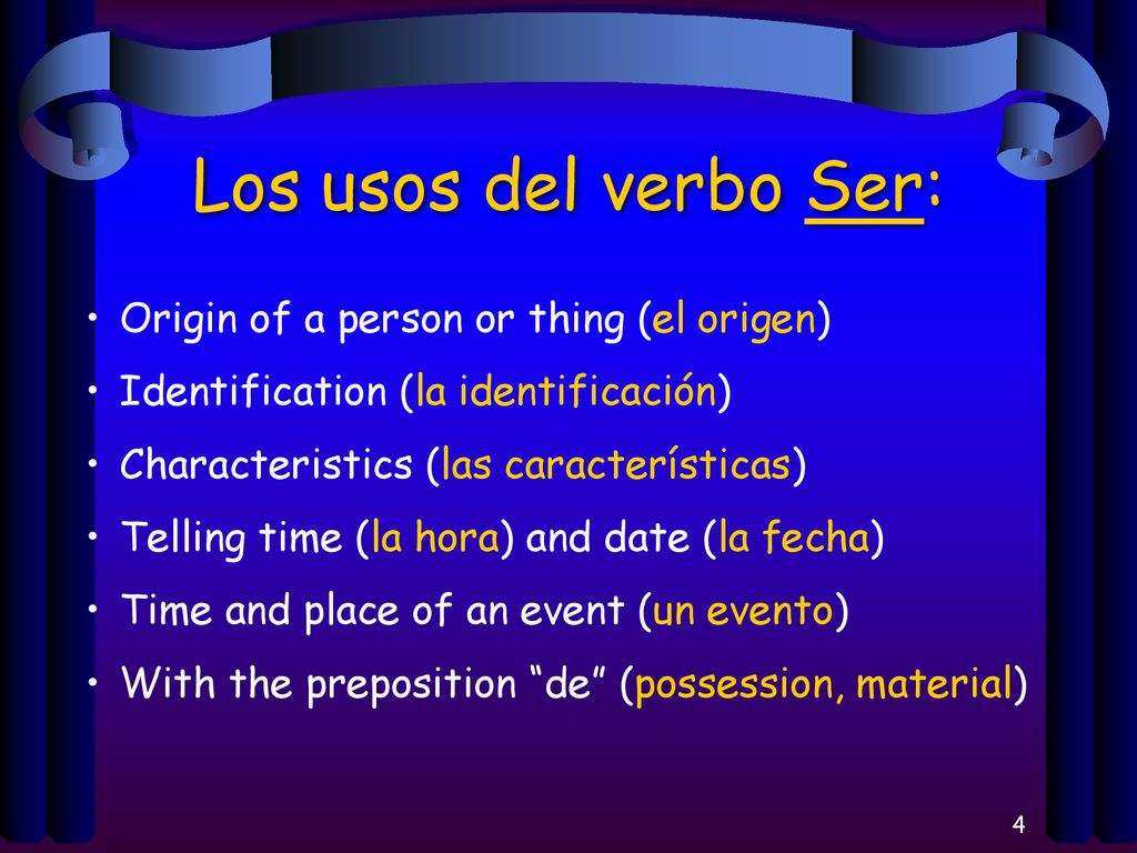 Los usos del verbo Ser: Origin of a person or thing (el origen)