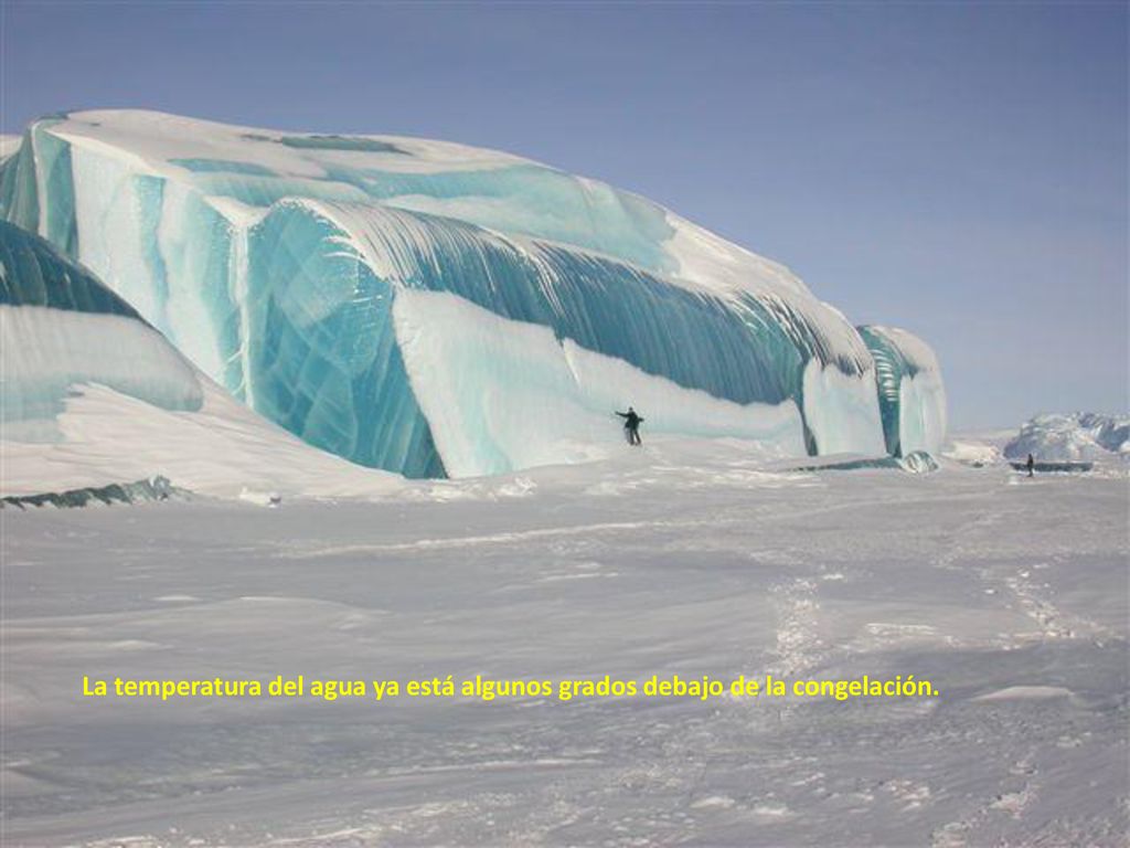 La temperatura del agua ya está algunos grados debajo de la congelación.