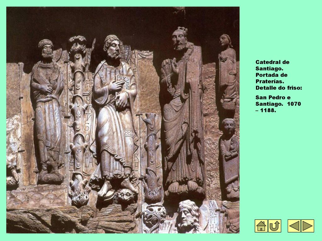 Catedral de Santiago. Portada de Praterías. Detalle do friso: