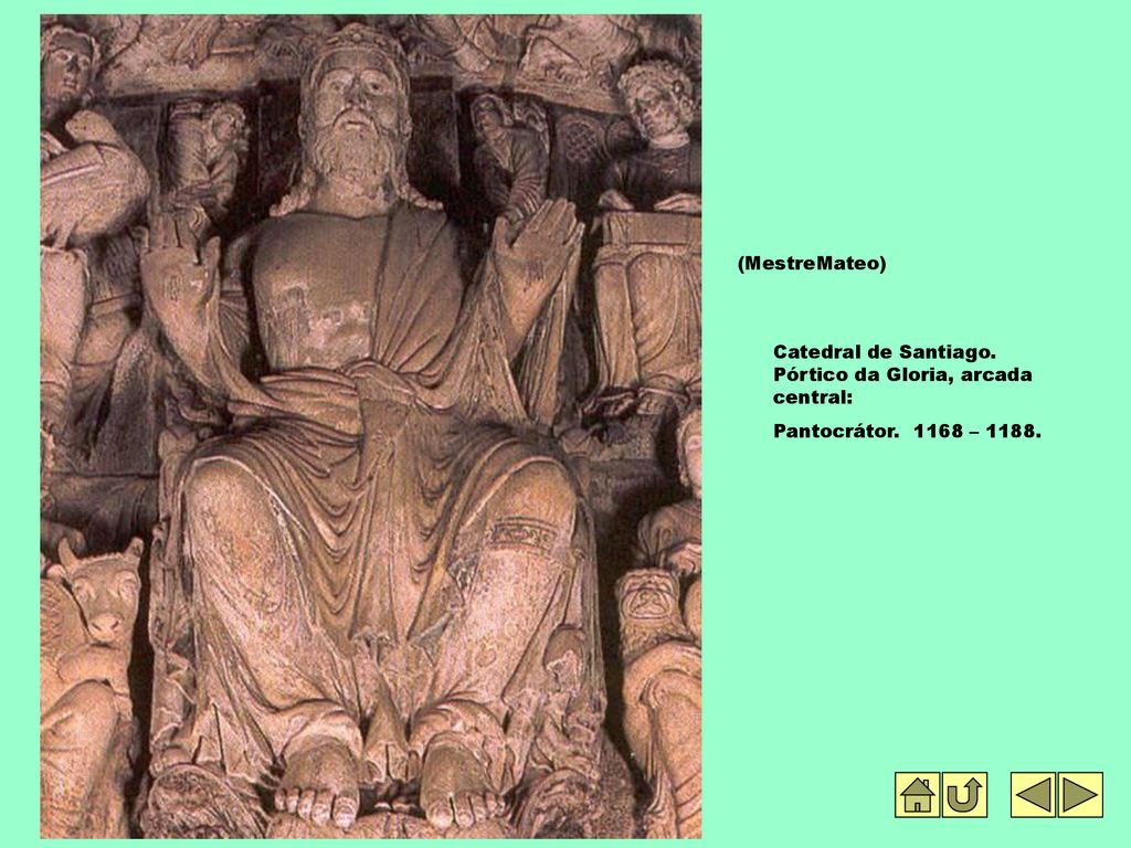 (MestreMateo) Catedral de Santiago. Pórtico da Gloria, arcada central: Pantocrátor – 1188.