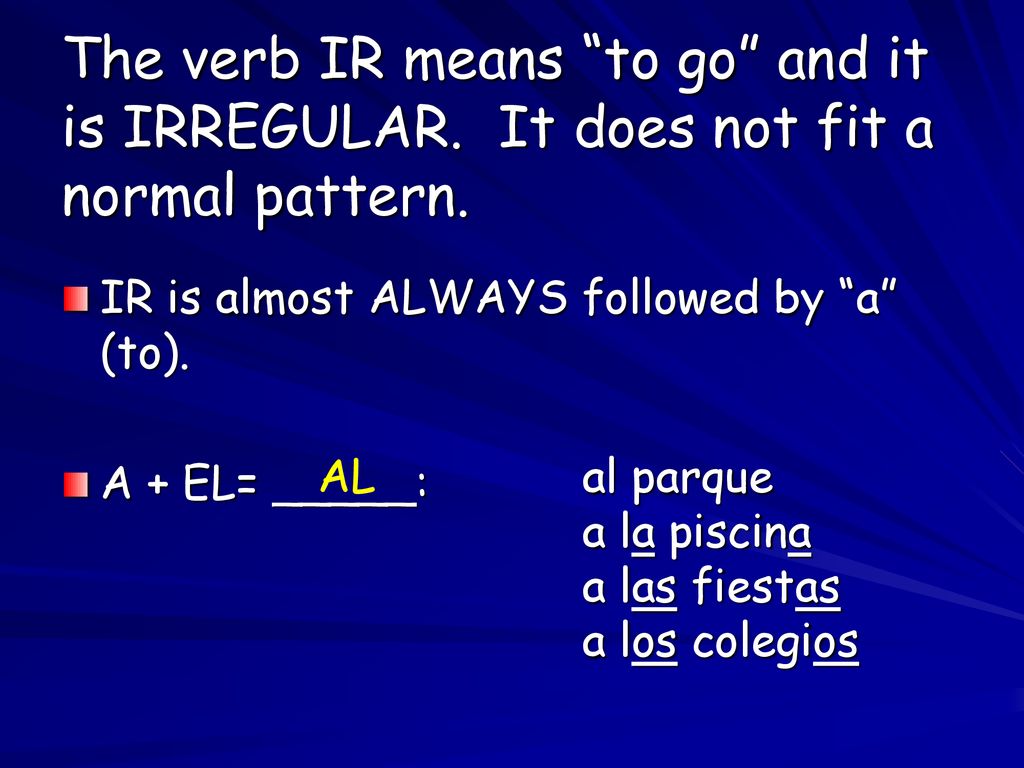 The verb IR means to go and it is IRREGULAR