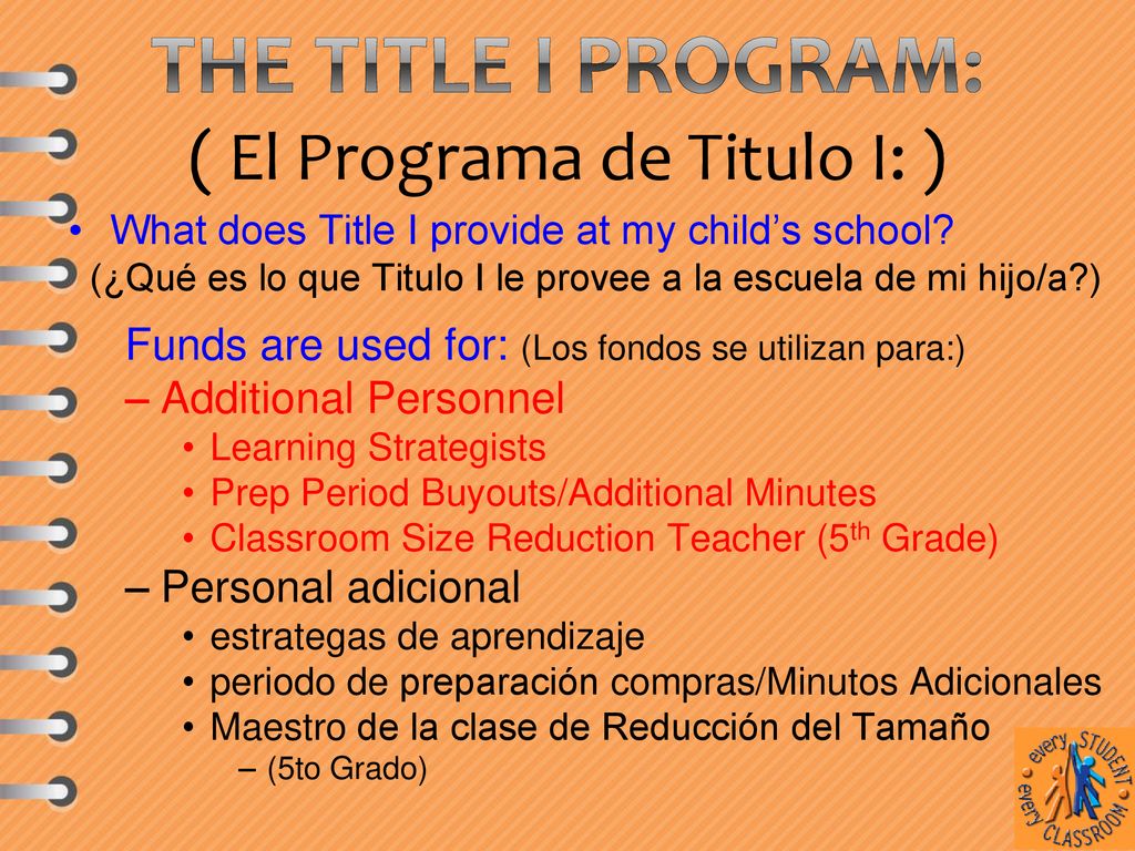 The Title I Program: ( El Programa de Titulo I: )