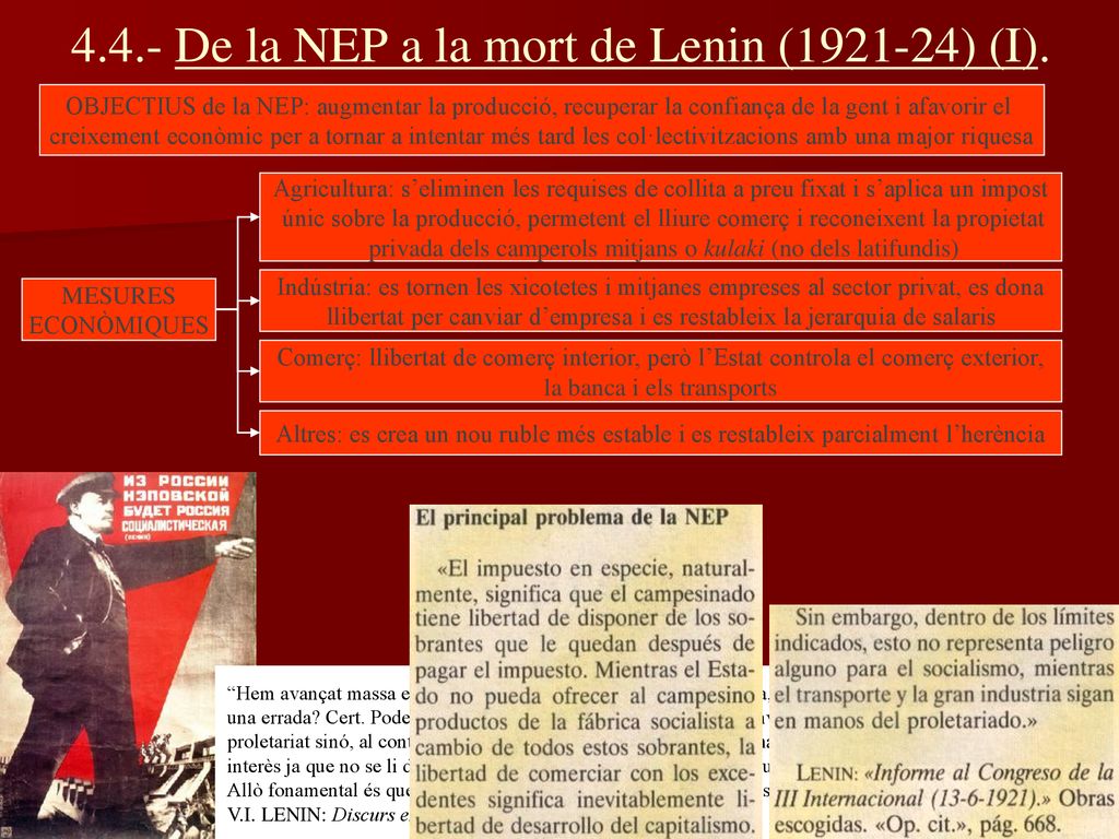 4.4.- De la NEP a la mort de Lenin ( ) (I).
