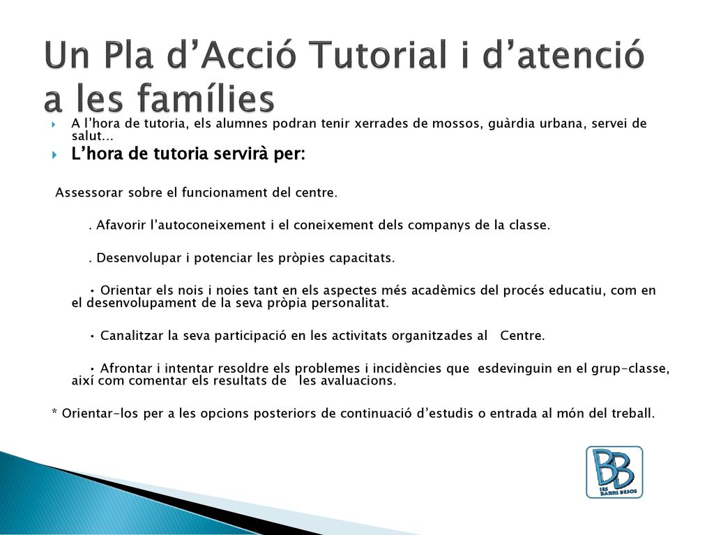 Un Pla d’Acció Tutorial i d’atenció a les famílies