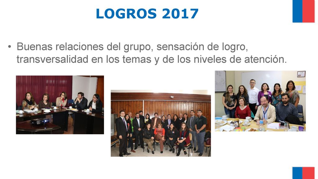 LOGROS 2017 Buenas relaciones del grupo, sensación de logro, transversalidad en los temas y de los niveles de atención.
