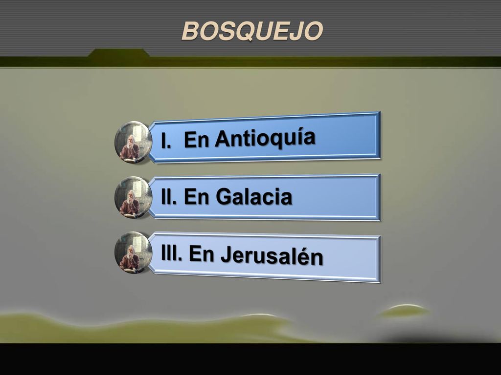 BOSQUEJO I. En Antioquía II. En Galacia III. En Jerusalén