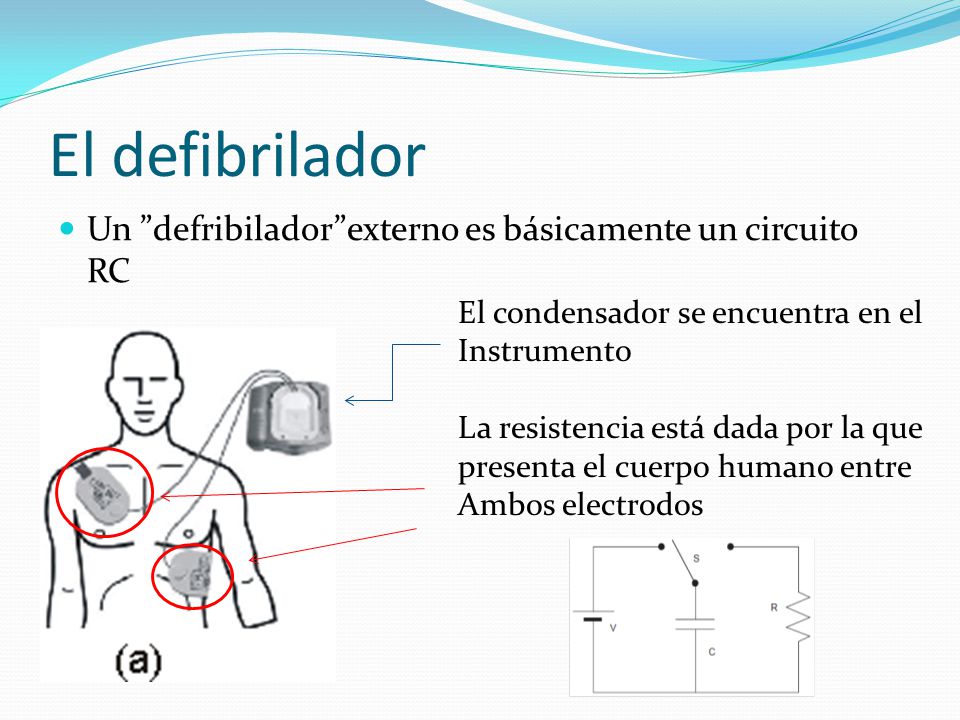 El defibrilador Un defribilador externo es básicamente un circuito RC