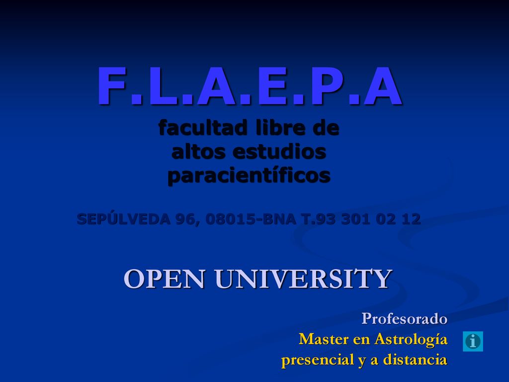 F.L.A.E.P.A facultad libre de altos estudios paracientíficos SEPÚLVEDA 96, BNA T