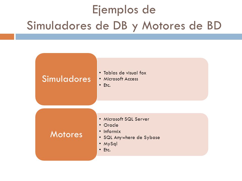 Ejemplos de Simuladores de DB y Motores de BD