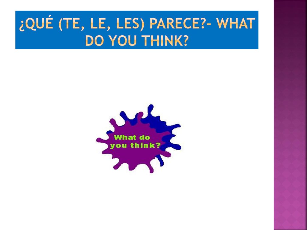 ¿Qué (te, le, Les) Parece - what do you think