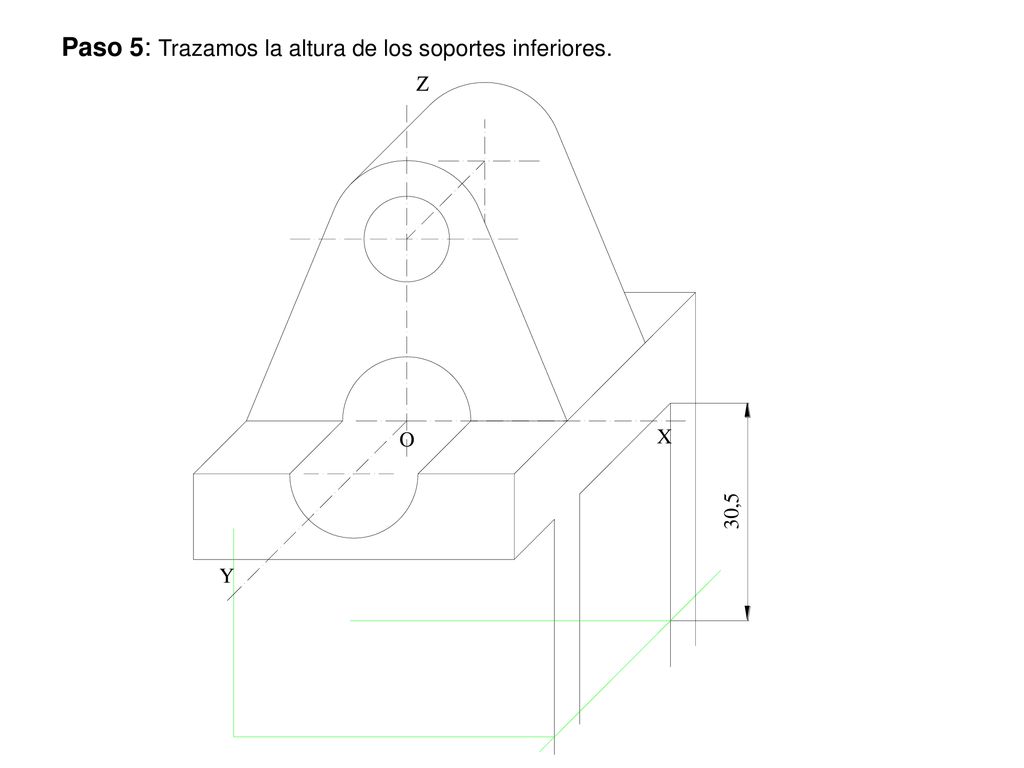 Paso 5: Trazamos la altura de los soportes inferiores.