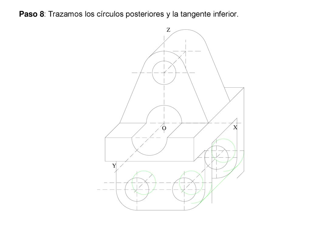 Paso 8: Trazamos los círculos posteriores y la tangente inferior.