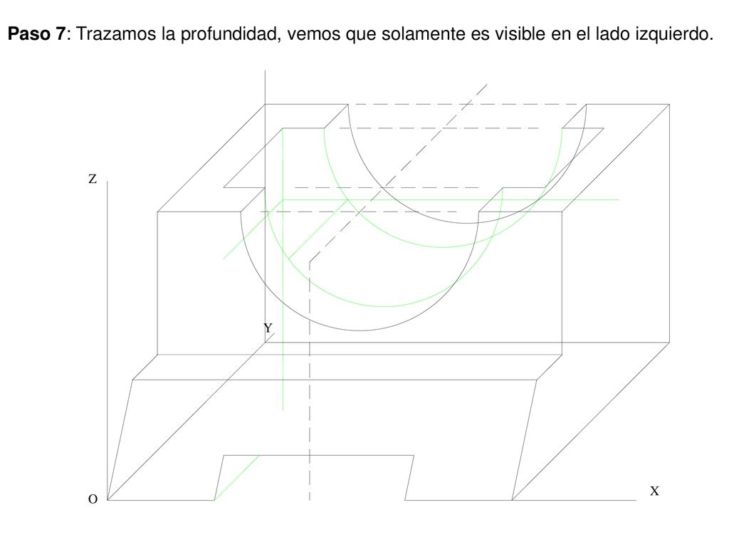 Paso 7: Trazamos la profundidad, vemos que solamente es visible en el lado izquierdo.