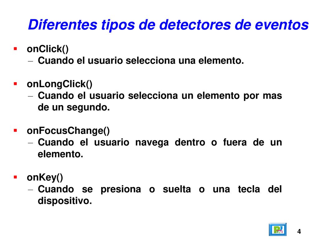 Diferentes tipos de detectores de eventos