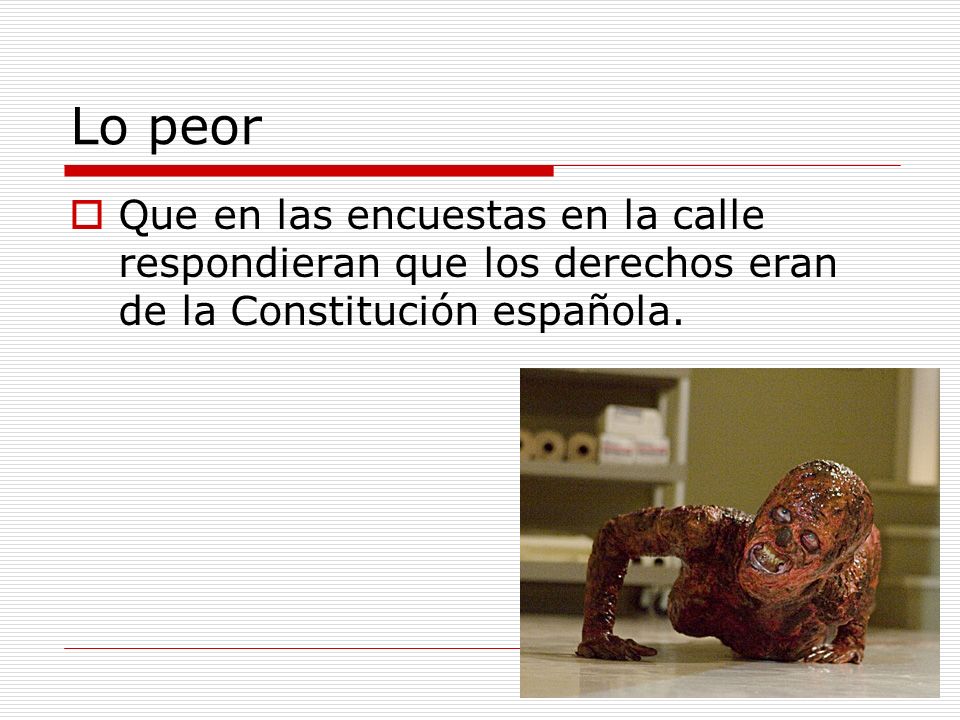 Lo peor Que en las encuestas en la calle respondieran que los derechos eran de la Constitución española.