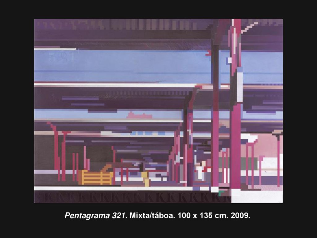 Pentagrama 321. Mixta/táboa. 100 x 135 cm