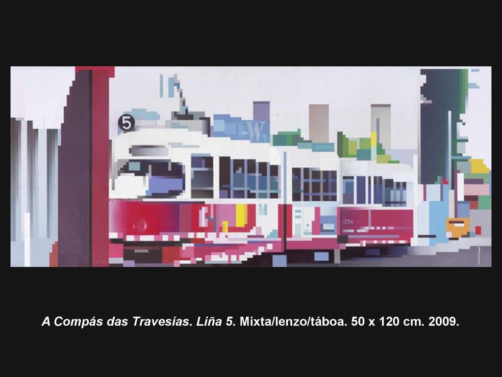 A Compás das Travesías. Liña 5. Mixta/lenzo/táboa. 50 x 120 cm