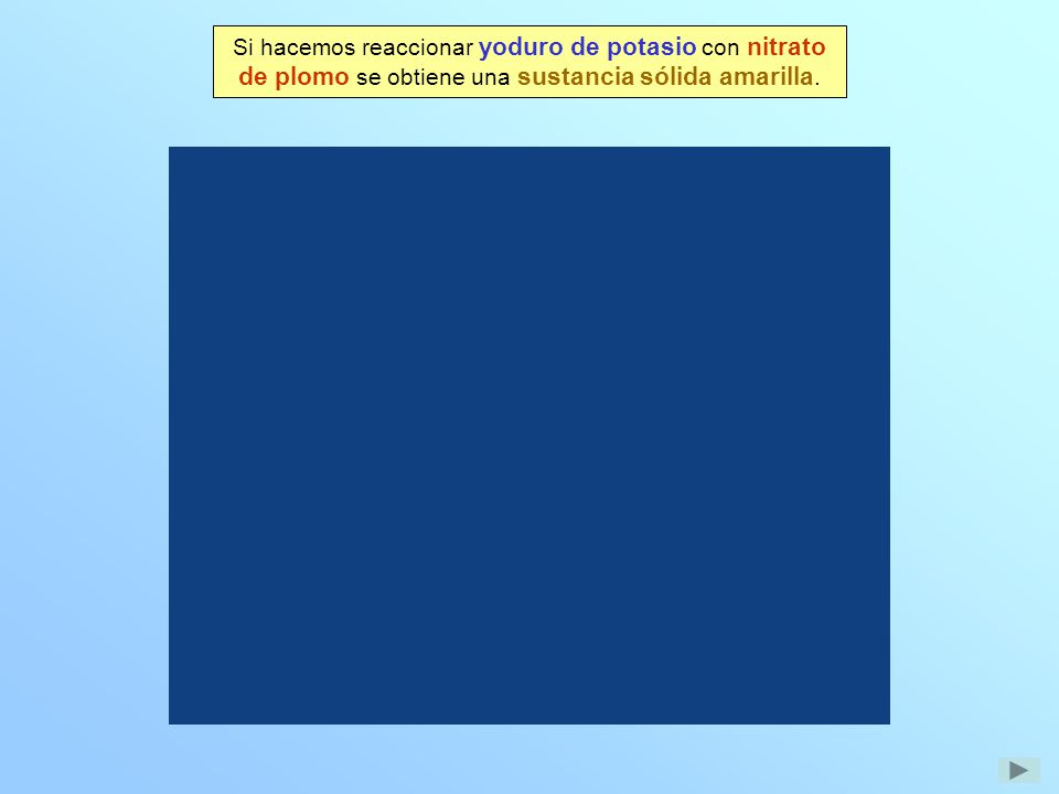 Si hacemos reaccionar yoduro de potasio con nitrato de plomo se obtiene una sustancia sólida amarilla.