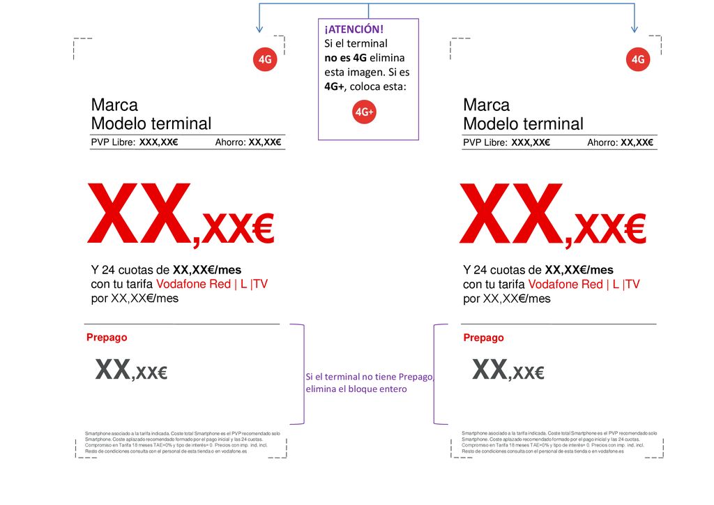 XX,XX€ XX,XX€ XX,XX€ XX,XX€ Marca Modelo terminal