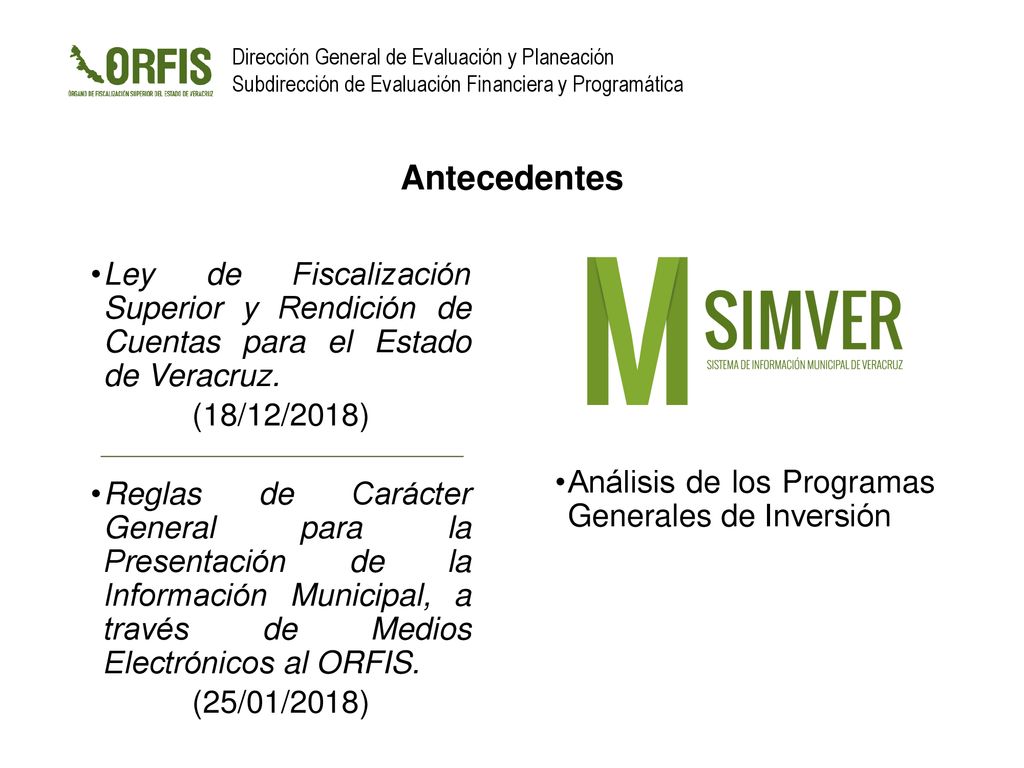 Antecedentes Ley de Fiscalización Superior y Rendición de Cuentas para el Estado de Veracruz. (18/12/2018)