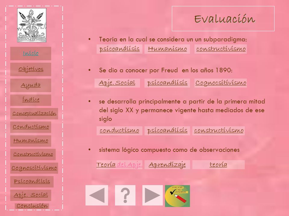 Evaluación Teoría en la cual se considera un un subparadigma: