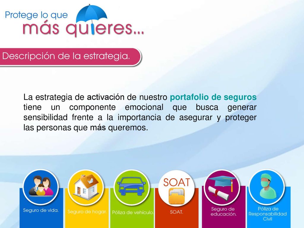 La estrategia de activación de nuestro portafolio de seguros tiene un componente emocional que busca generar sensibilidad frente a la importancia de asegurar y proteger las personas que más queremos.
