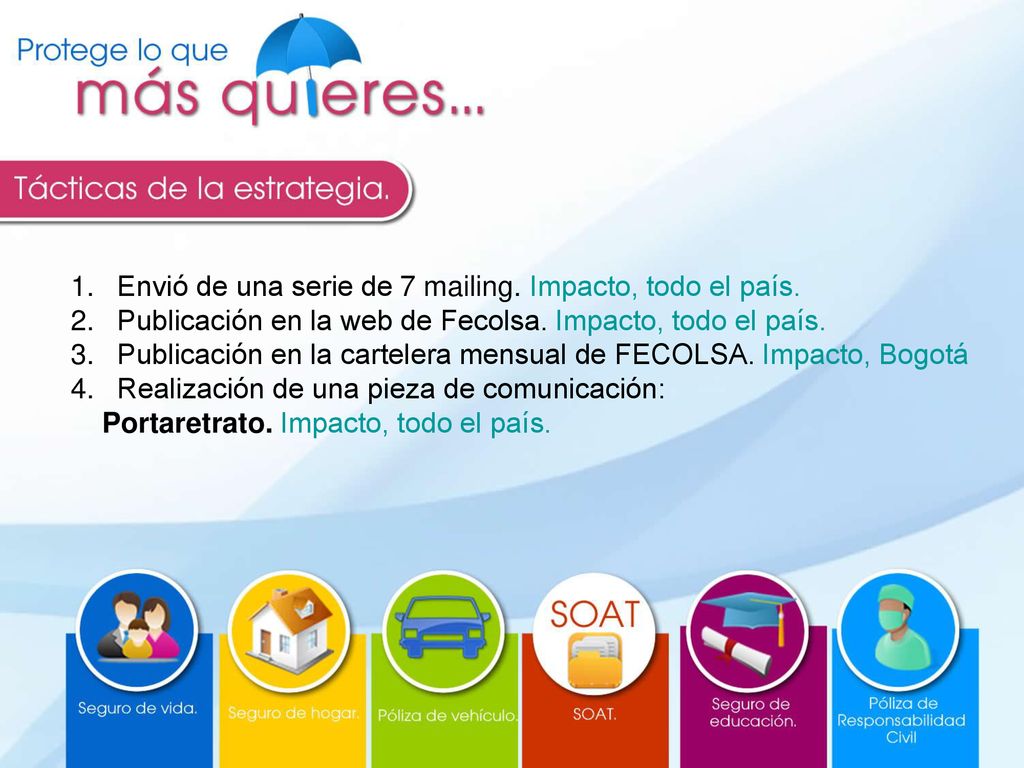Envió de una serie de 7 mailing. Impacto, todo el país.