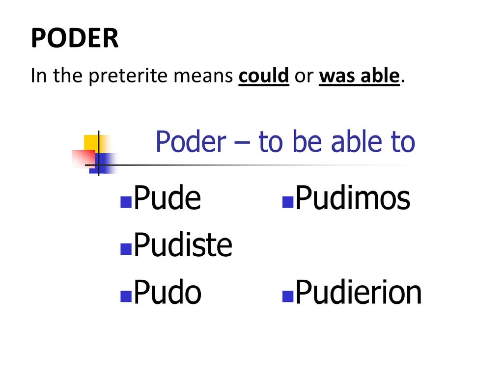 PODER In the preterite means could or was able.