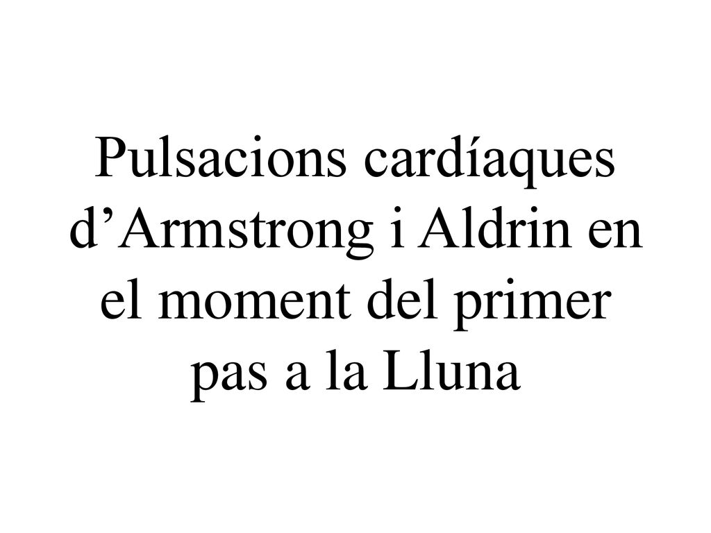 Pulsacions cardíaques d’Armstrong i Aldrin en el moment del primer pas a la Lluna