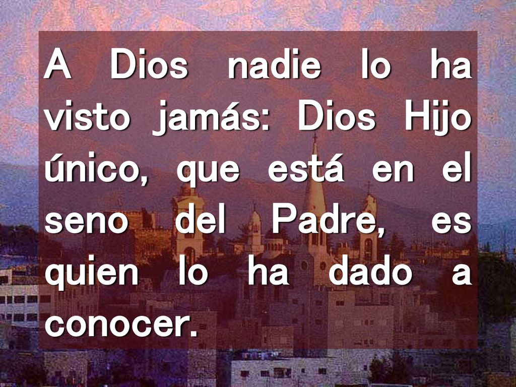 A Dios nadie lo ha visto jamás: Dios Hijo único, que está en el seno del Padre, es quien lo ha dado a conocer.