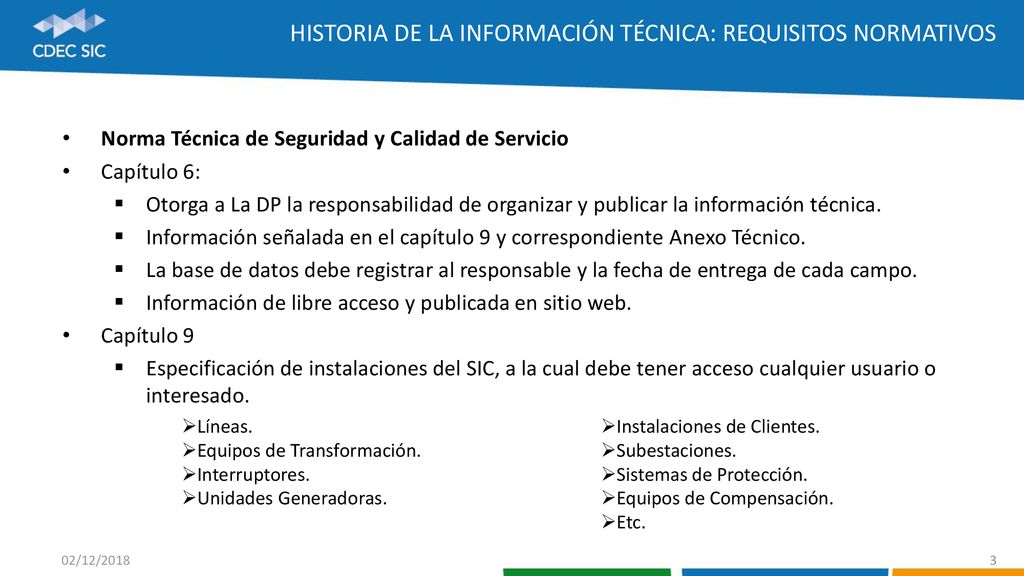 Historia de la información técnica: Requisitos Normativos