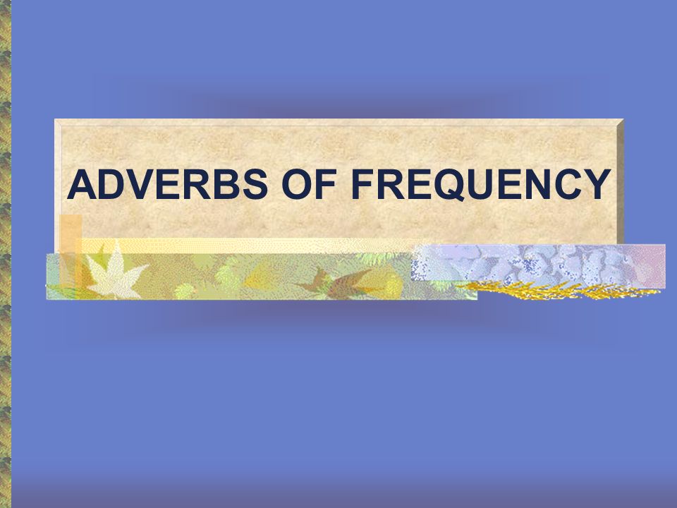 ADVERBS OF FREQUENCY