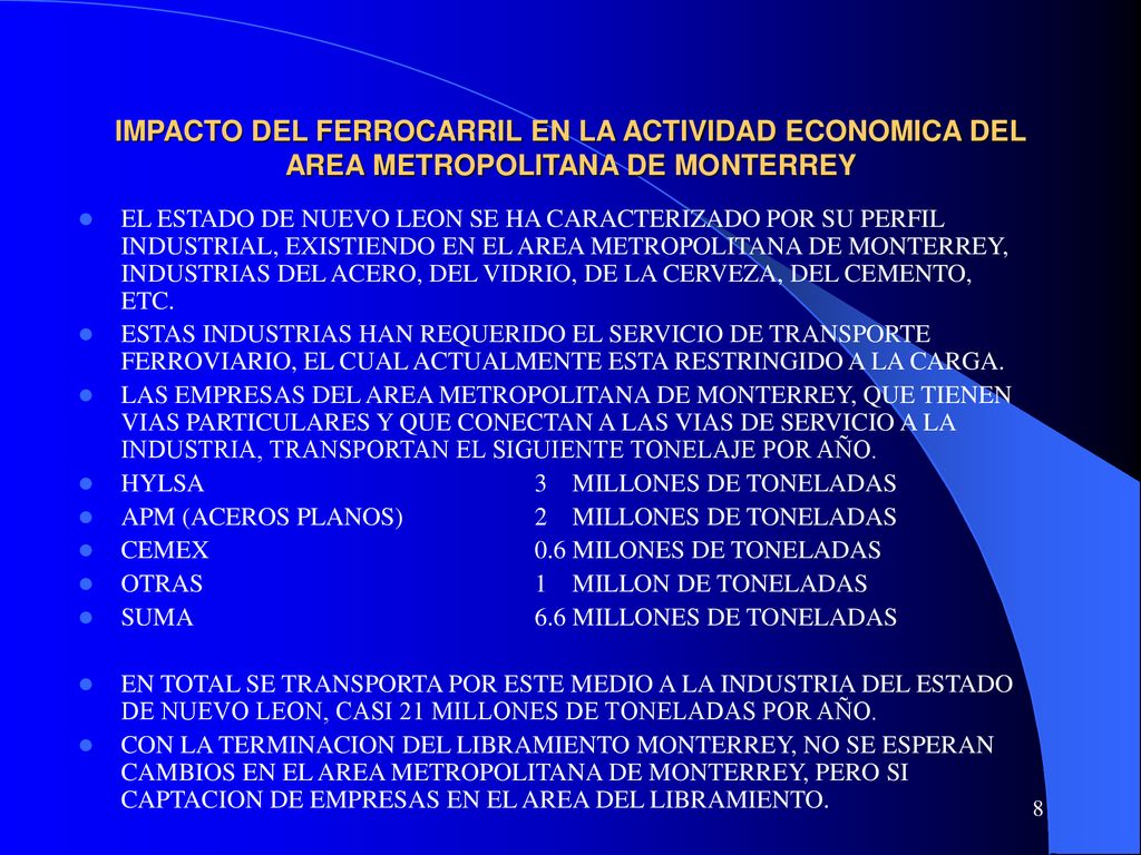 IMPACTO DEL FERROCARRIL EN LA ACTIVIDAD ECONOMICA DEL AREA METROPOLITANA DE MONTERREY