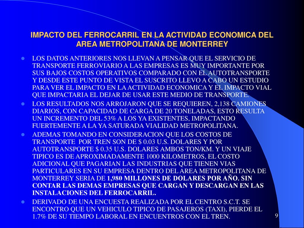 IMPACTO DEL FERROCARRIL EN LA ACTIVIDAD ECONOMICA DEL AREA METROPOLITANA DE MONTERREY