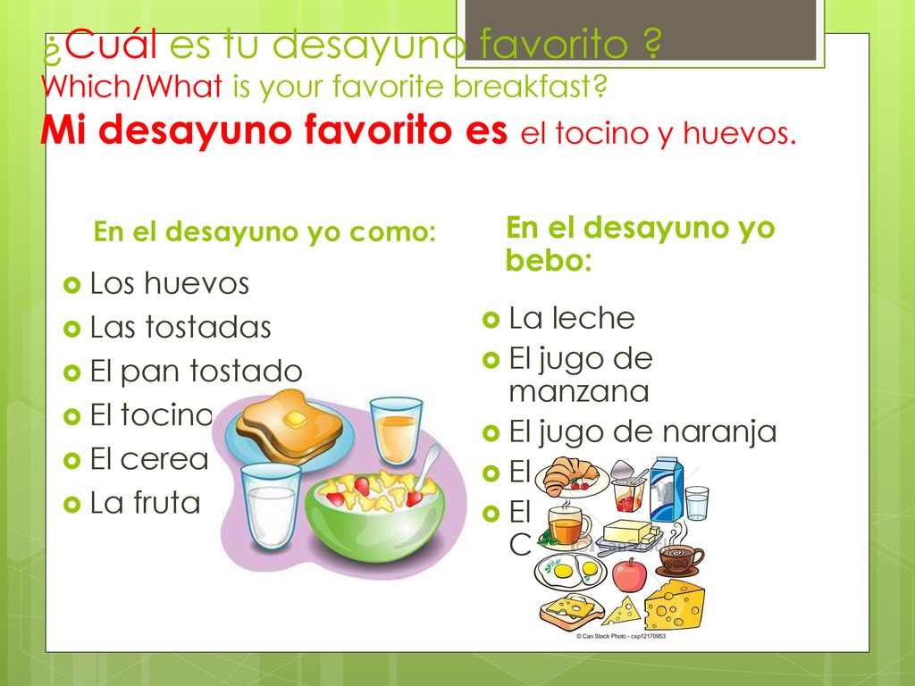 ¿Cuál es tu desayuno favorito. Which/What is your favorite breakfast