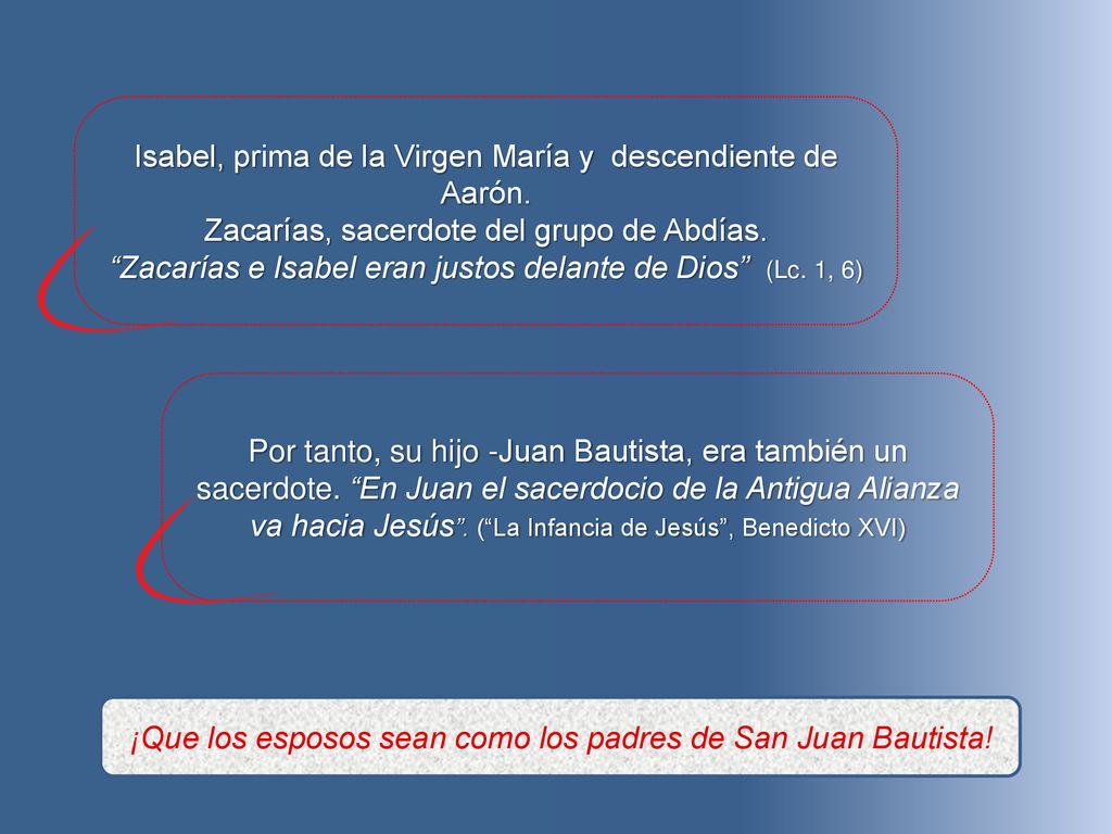 Isabel, prima de la Virgen María y descendiente de Aarón.