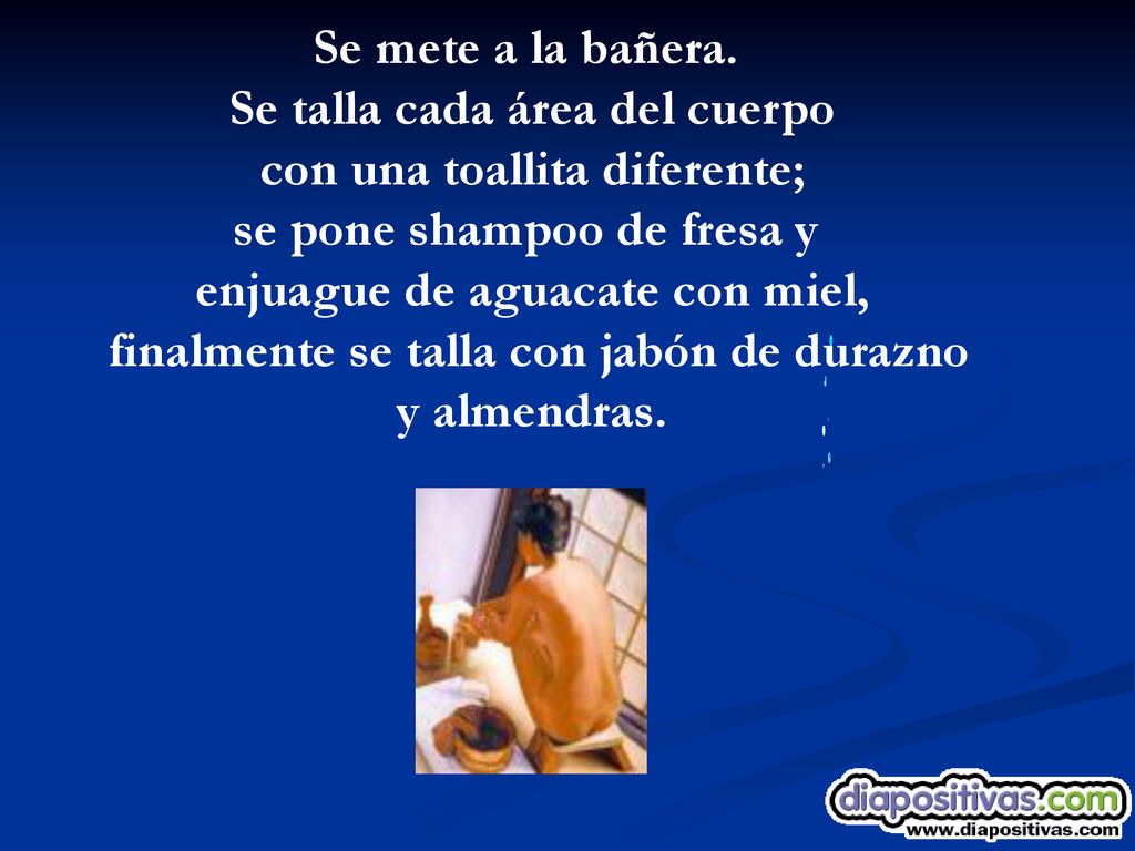 Se talla cada área del cuerpo con una toallita diferente;