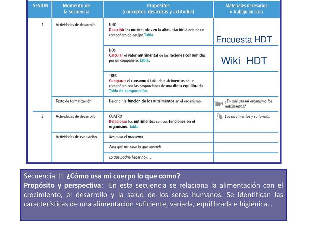 Wiki HDT Encuesta HDT Secuencia 11 ¿Cómo usa mi cuerpo lo que como