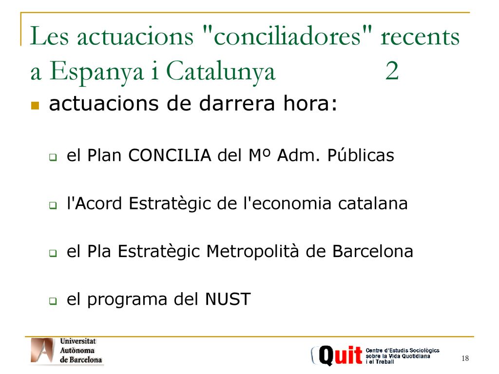 Les actuacions conciliadores recents a Espanya i Catalunya 2