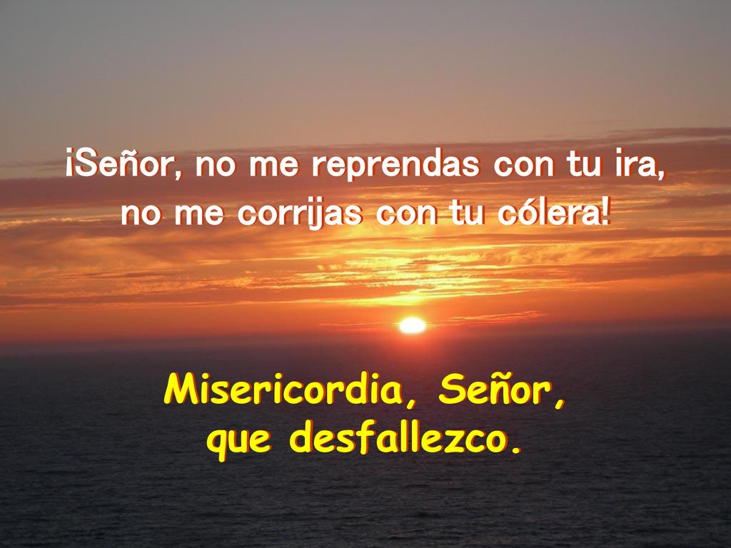 ¡Señor, no me reprendas con tu ira, no me corrijas con tu cólera!