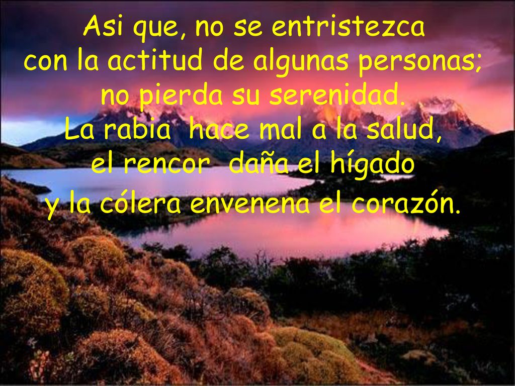 Asi que, no se entristezca con la actitud de algunas personas; no pierda su serenidad.
