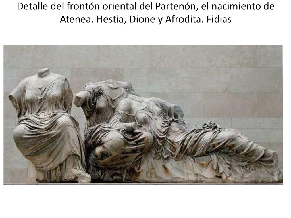 Detalle del frontón oriental del Partenón, el nacimiento de Atenea